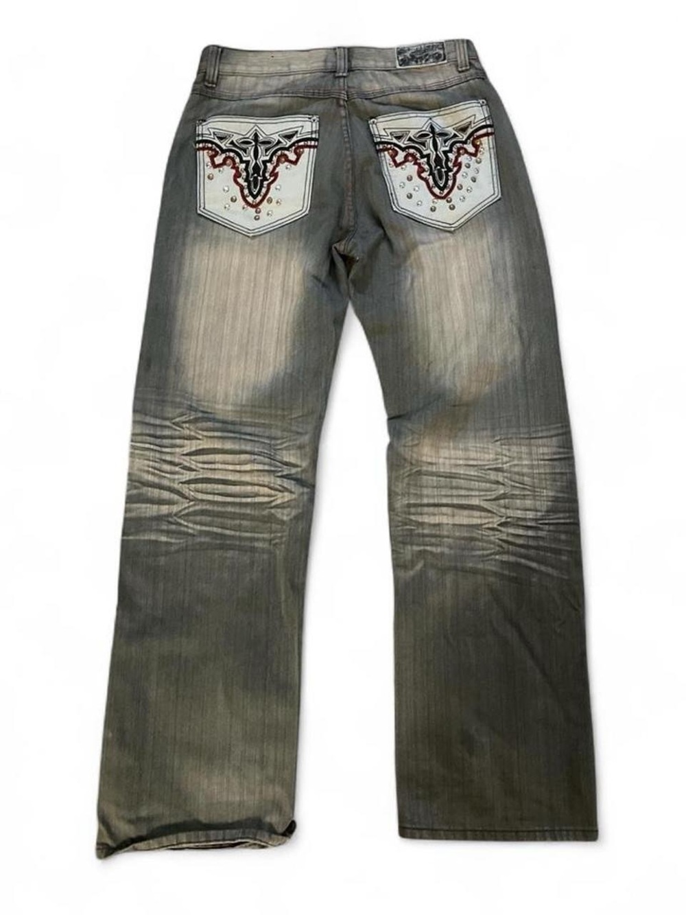 Vintage‎ Red Ape Studded Embroidered Baggy Y2K Hip Hop Jeans Size 34